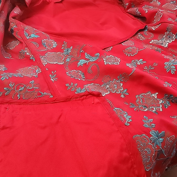 Johnny Was Floral Embroidered Coat Red Medium Like New *RARE FIND* - Picture 14 of 16